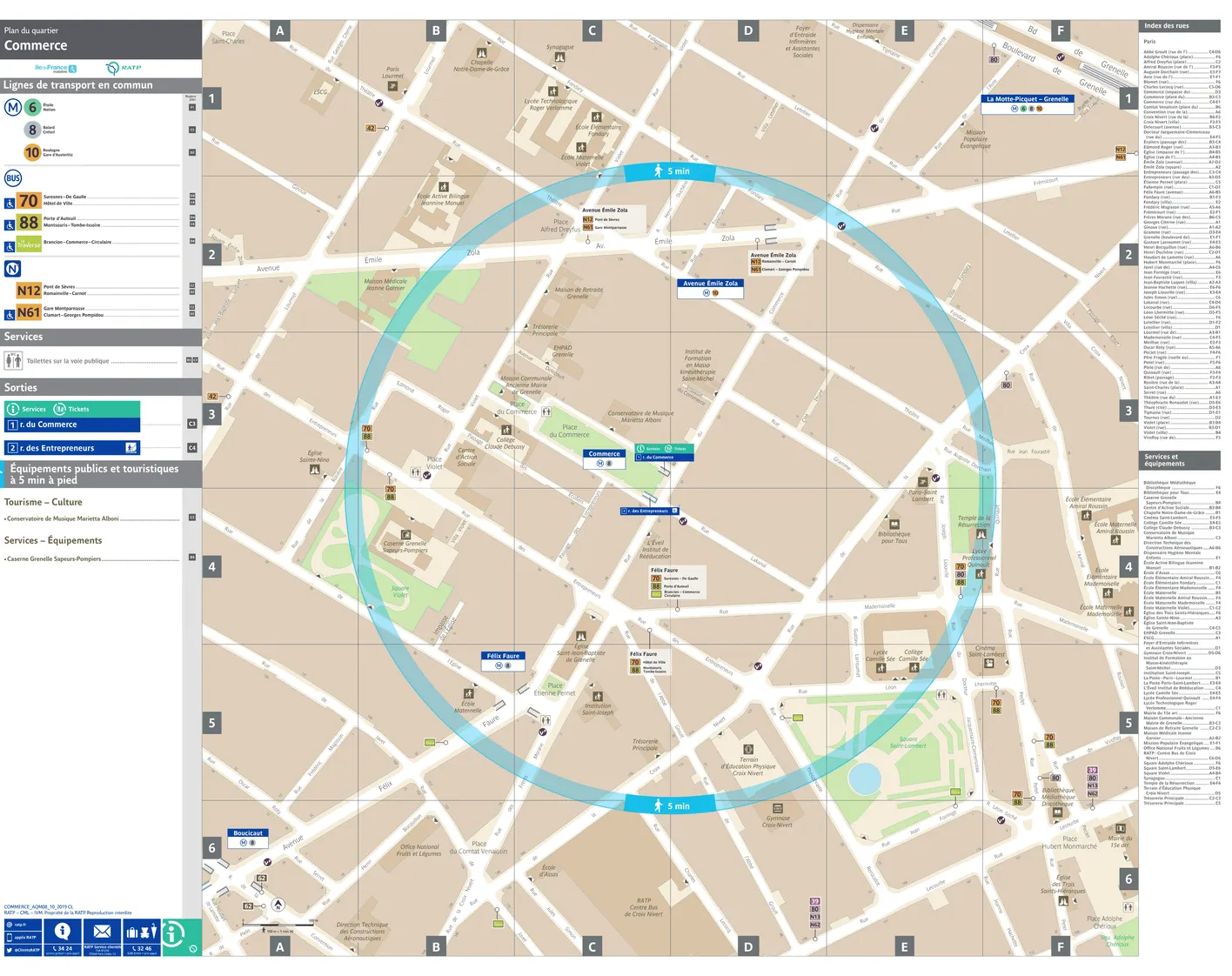 Neighborhood map around the metro station Commerce