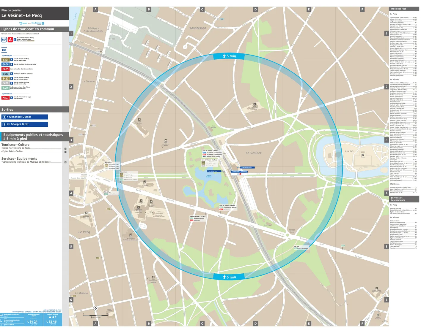Neighborhood map around the train station Le Vésinet - Le Pecq